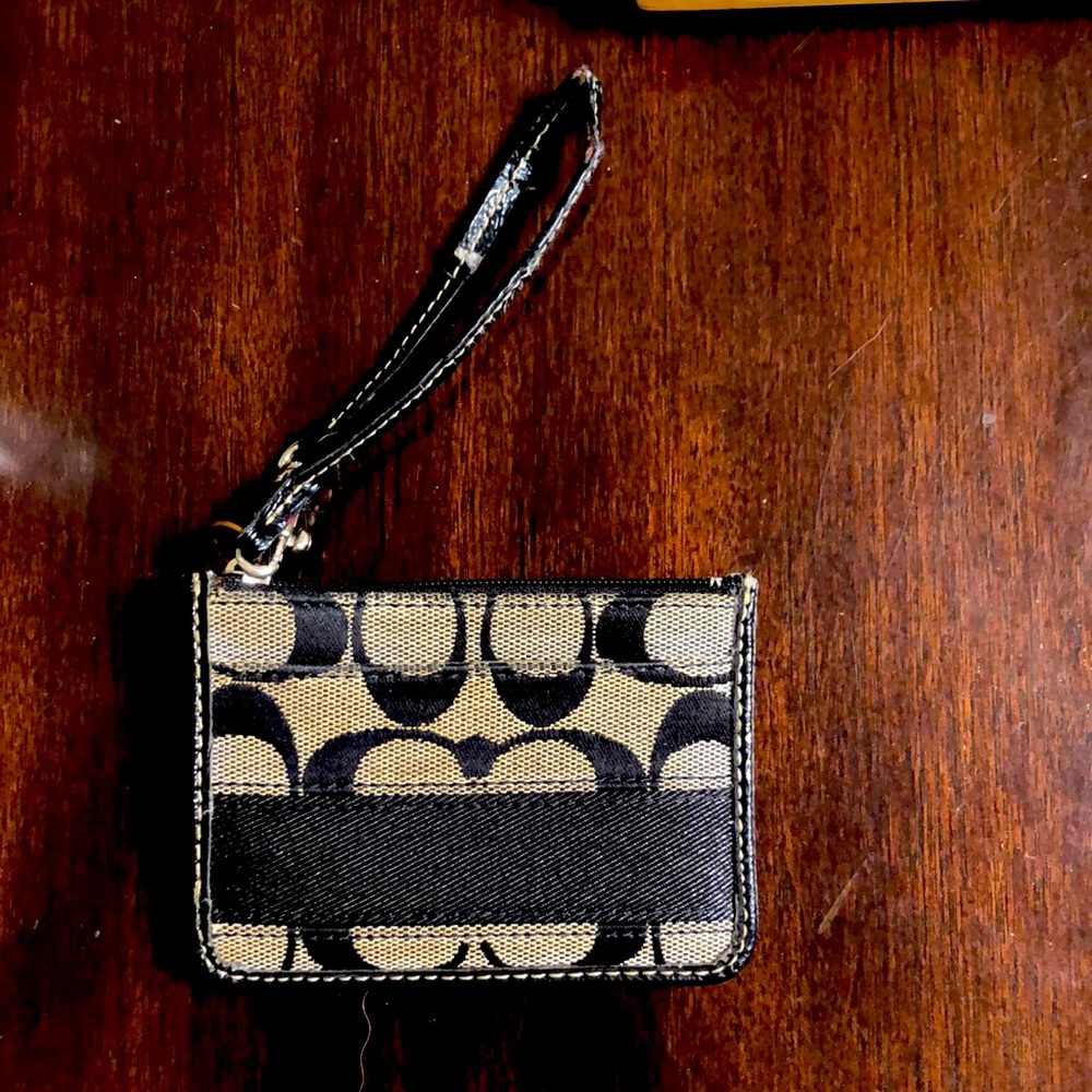 Coach black wristlet card holder wallet